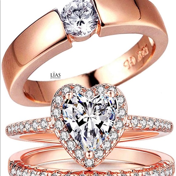 New 18k rose gold wedding ring set his hers